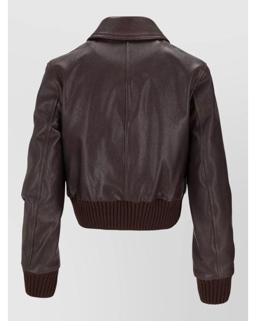 LA ROSE Brown Capra Jacket Collared Neck Long Sleeves