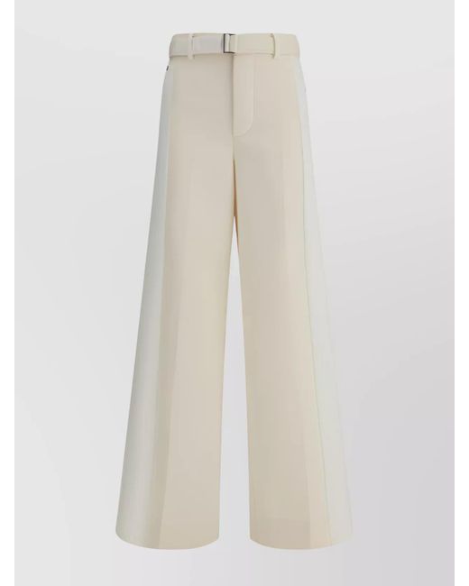 Sacai White Wide Leg Denim Trousers With Button Detail