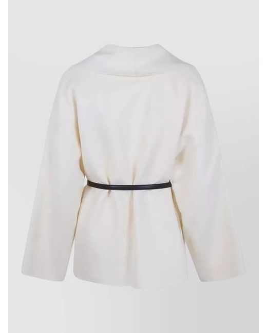 Max Mara White Wool Silk Cashmere Fitted Jacket