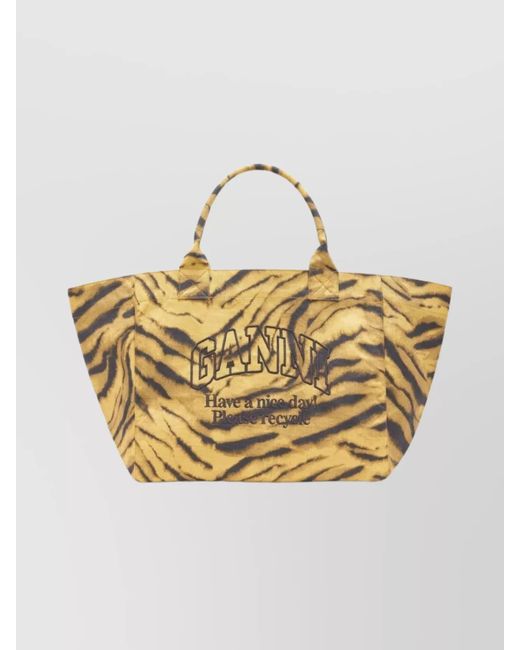Ganni Metallic Cabas Xxl Cotton Tote Bag