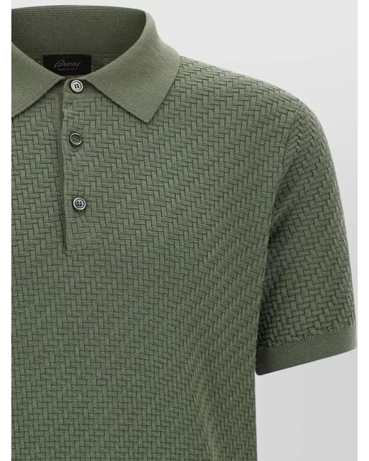 Brioni Green Weaving Polo Plot for men