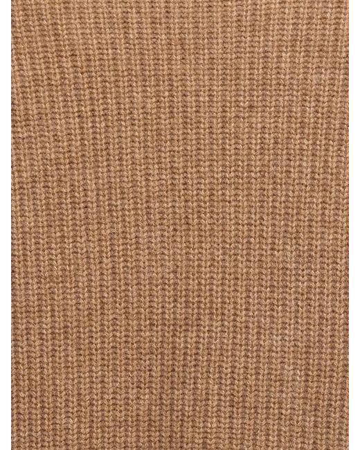P.A.R.O.S.H. Brown Cashmere Crew Neck Sweater Long Sleeves Ribbed