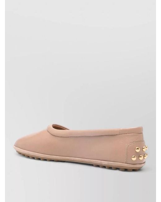 Tod's Pink Leather Ballerina Shoes