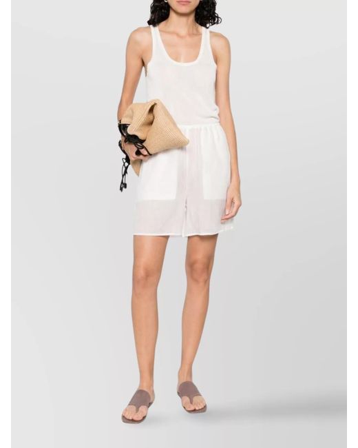 Totême White Semi-Sheer Knee-Length Shorts