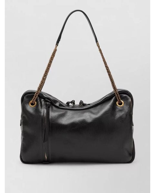 Vivienne Westwood Black Shoulder Bag Chain Strap Metal Eyelets Texture