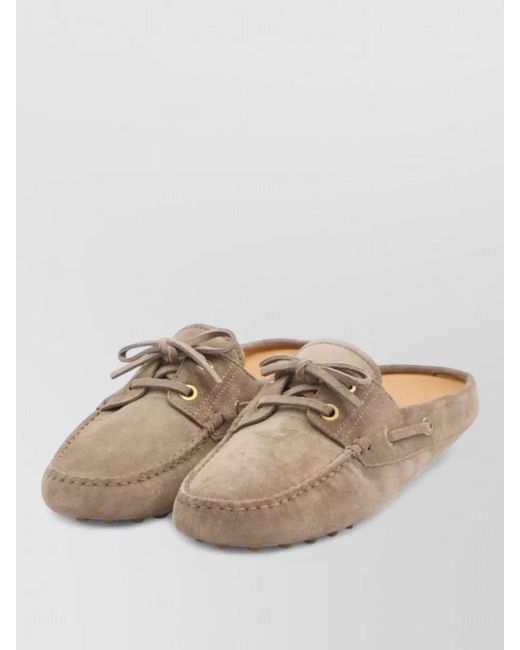 Tod's Natural Leather Boat Loafer Style Slider Sandals