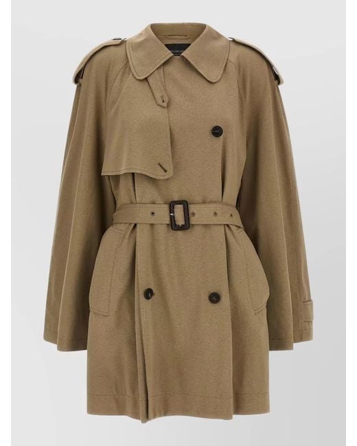 Balenciaga Natural Cotton Belted Double-Breasted Trench Coat