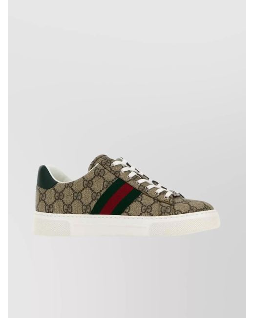 Gucci Green Gg Supreme Lace-Up Sneakers
