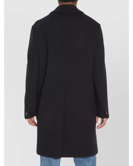 Barena Black Wool Relaxed-Fit Single-Breasted Coat for men