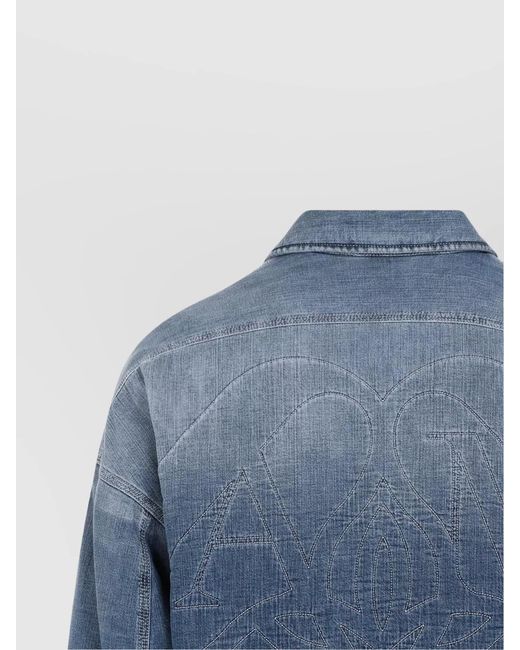 McQueen Blue Quilted Denim Shirt for men