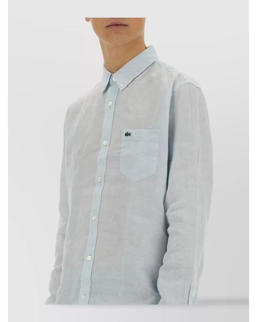 Lacoste Gray Logo Shirt With Pocket And Collar for men