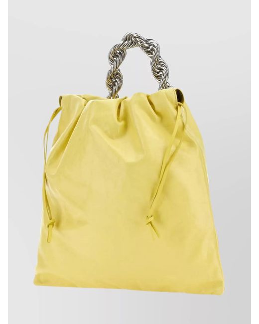 Jil Sander Yellow Drawstring Bucket Leather Bucket Bag