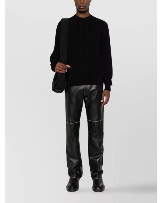 Givenchy Black Cotton Jacquard Logo-Pattern Crew-Neck Sweater for men