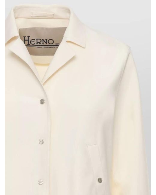 Herno Natural Short Jacket Long Sleeves Notched Collar Pockets