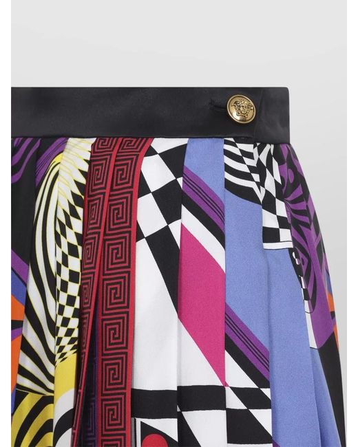 Versace Blue Silk Pleated Midi Skirt