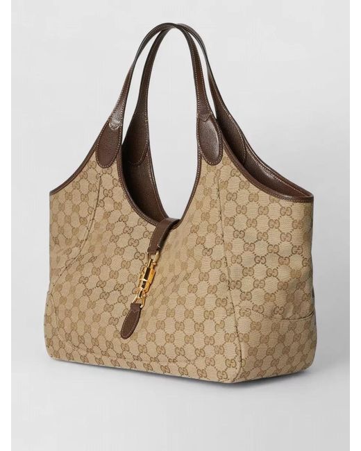 Gucci Natural Mercato Orig Tote Bag Leather Trim Handle