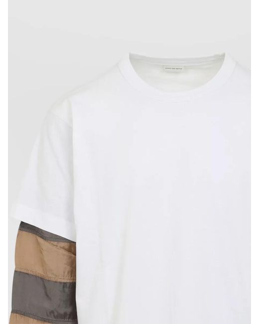 Dries Van Noten White Cotton Long-Sleeve Layered T-Shirt for men
