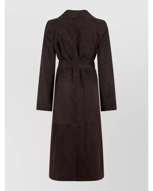 The Row Black Solana Suede Coat Single Button Belt