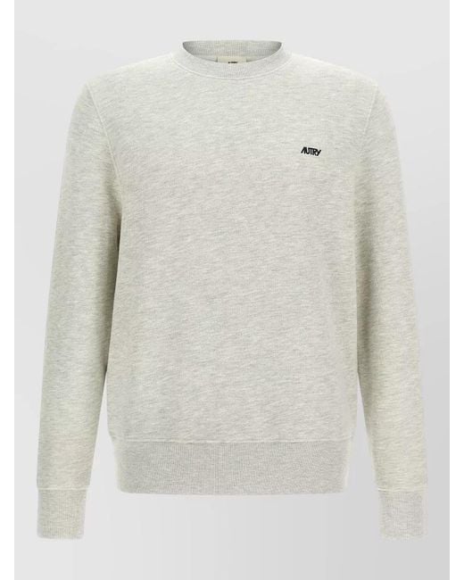 Autry White Sweatshirt Crew Neck Logo Embroidery Ribbed Cuffs Hem for men