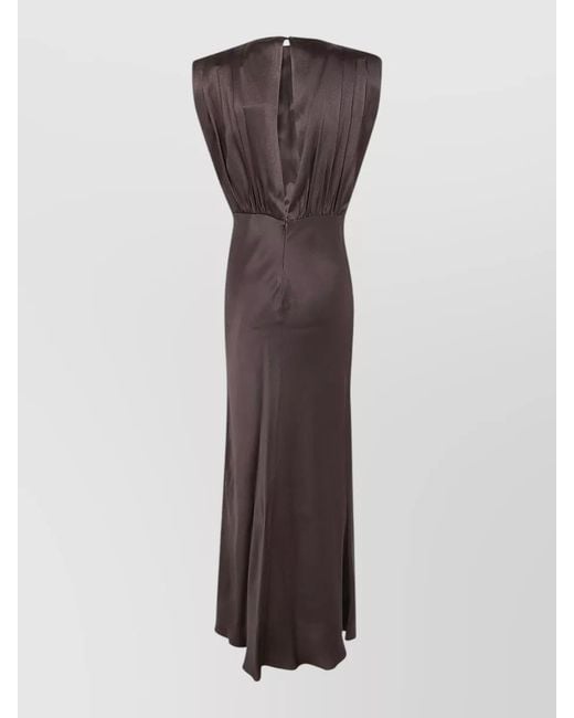 Semicouture Brown Satin Maxi Dress