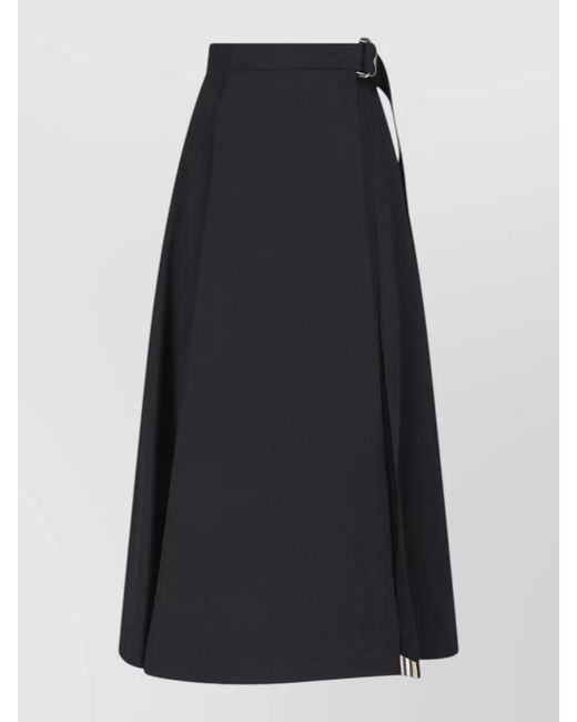 Burberry Blue Wool High-Rise Midi A-Line Skirt