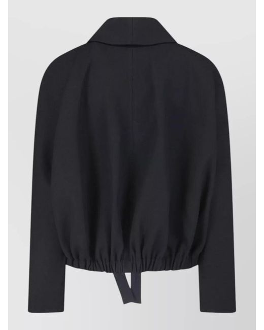 Victoria Beckham Black Collared Coat Long Sleeves Elasticated Hem