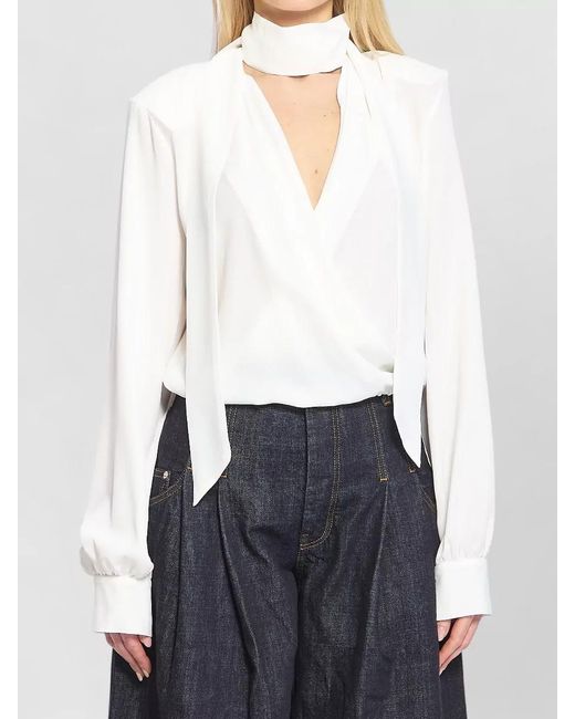 FEDERICA TOSI White Silk Wrap Blouse