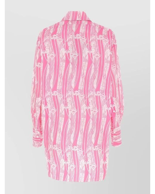 Patou Pink Printed Cotton Shirt Dress