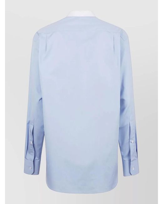 Stella McCartney Blue Poplin Shirt Contrast Panel Button Cuffs