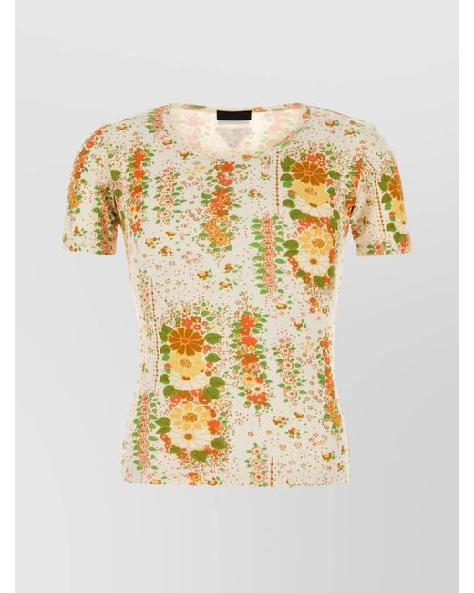 Prada Metallic Costina Floral Crewneck T-Shirt for men