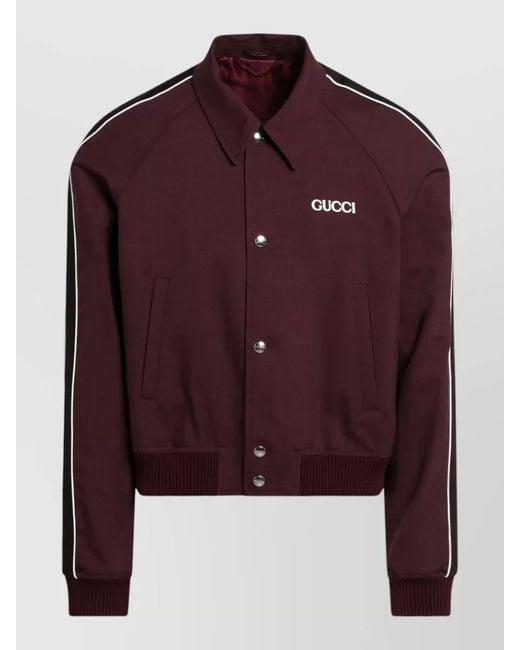 Gucci Collared Jacket Contrast Piping Ribbed Trims for men