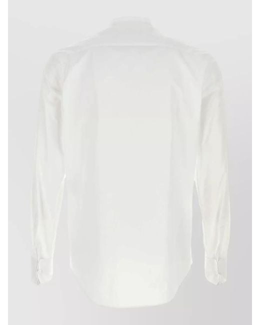 Fendi White Poplin Shirt Band Collar Long Sleeves for men