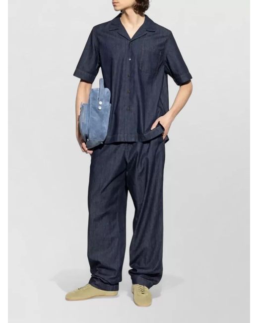 Dries Van Noten Blue Cartone Denim Shirt Short Sleeve Pocket for men