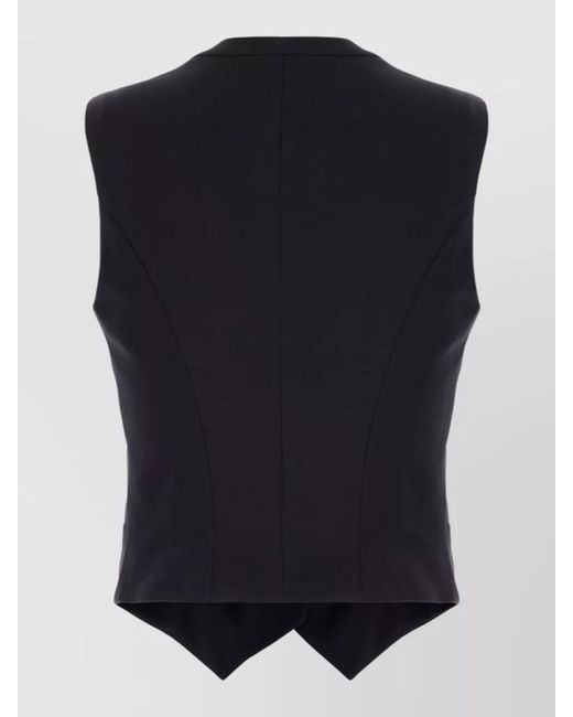 McQueen Blue Sleeveless Jacket Shawl Lapel Welt Pockets
