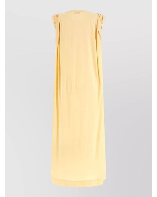 Dries Van Noten Yellow Hutty Sleeveless Round Neck Floor Length Gown