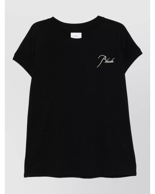Rhude Black Relaxed Crew Neck Short Sleeve T-Shirt for men