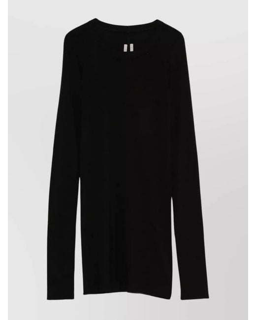 Rick Owens Black Ribbed Long-Sleeve Crewneck Sweater for men