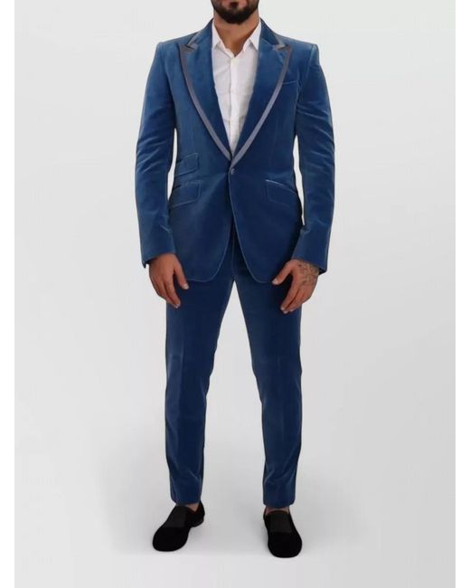 Dolce & Gabbana Blue Velvet Slim-Fit Two-Piece Tuxedo Suit for men
