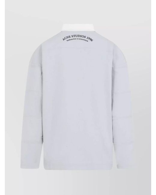 Acne White Cotton Long-Sleeve Polo Shirt for men