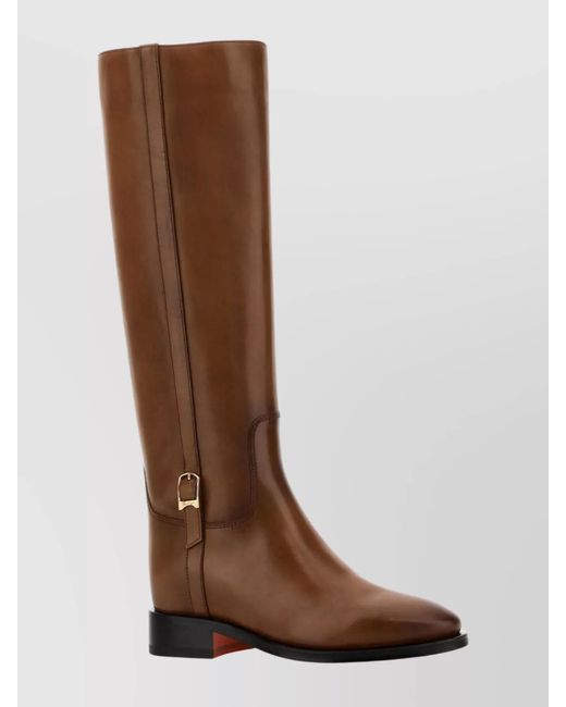 Santoni Brown Leather Mandy Boots