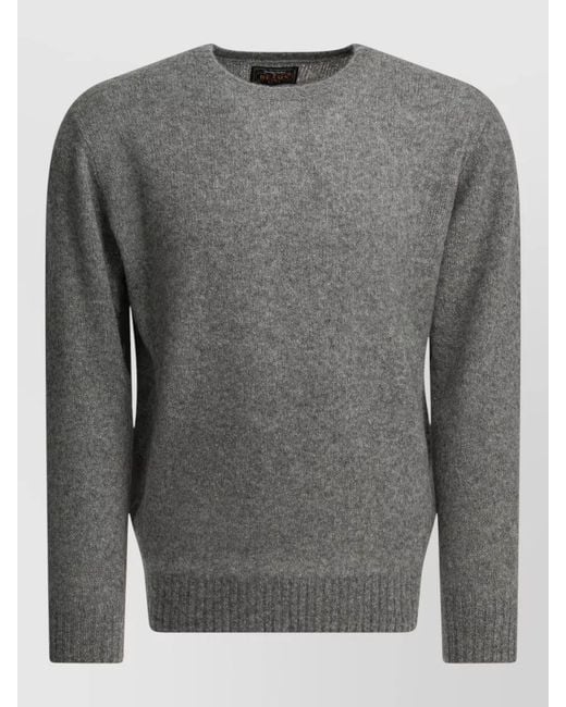 Beams Plus Gray Cashmere Silk Jumper for men