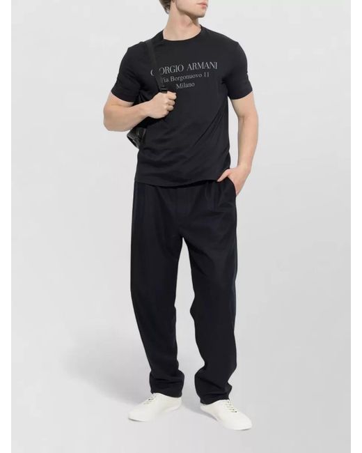 Giorgio Armani Black Logo Crew Neck Regular Fit T Shirt for men