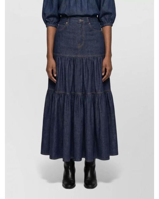 Saint Laurent Blue Denim Maxi Skirt