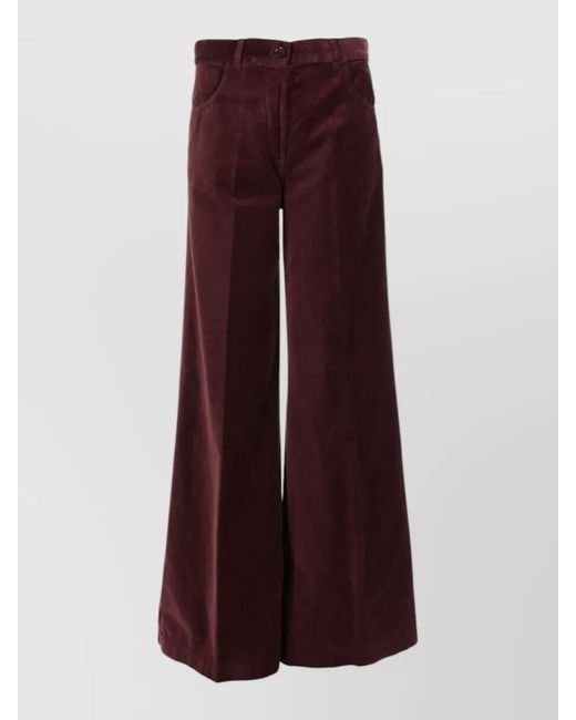 Aspesi Purple Cotton Wide-Leg Trousers