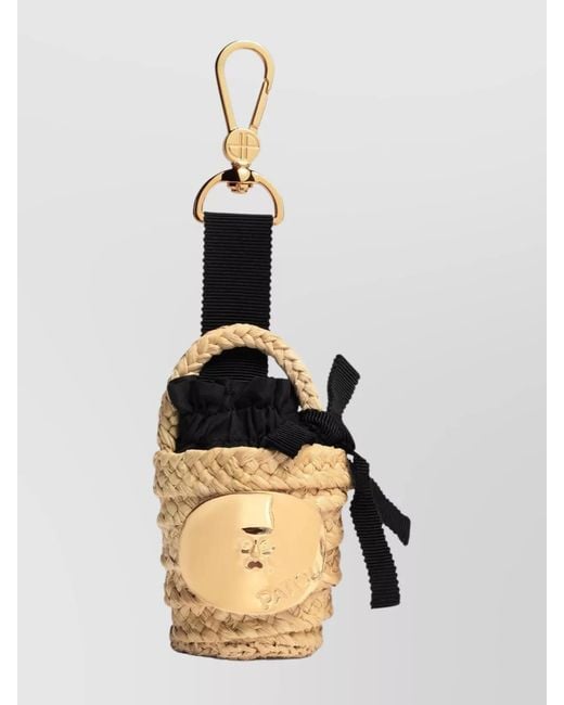 Patou Natural Raffia Bucket Charm Keyring