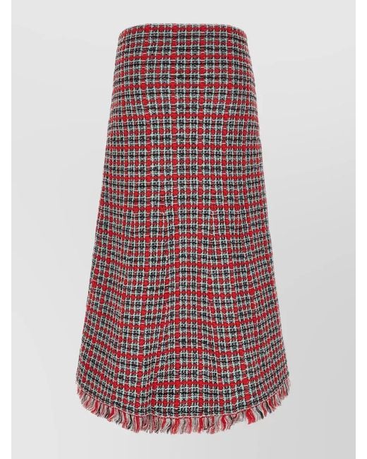Self-Portrait Red Tweed A-Line Skirt