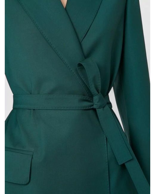 Max Mara Green Virgin Wool Belted Blazer