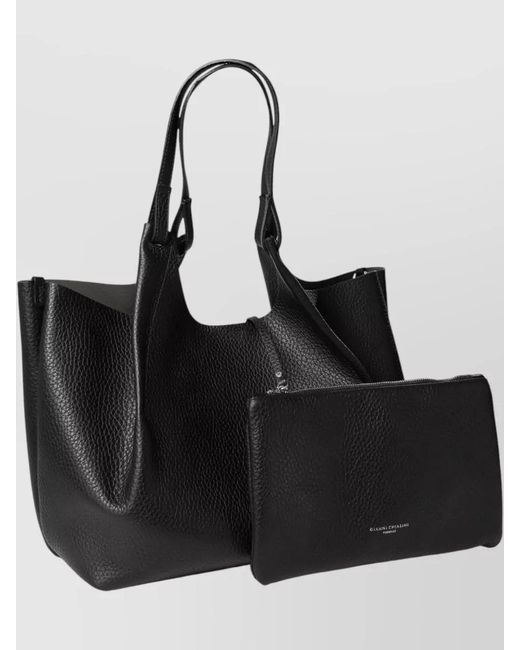 Gianni Chiarini Black Leather Tote Bag