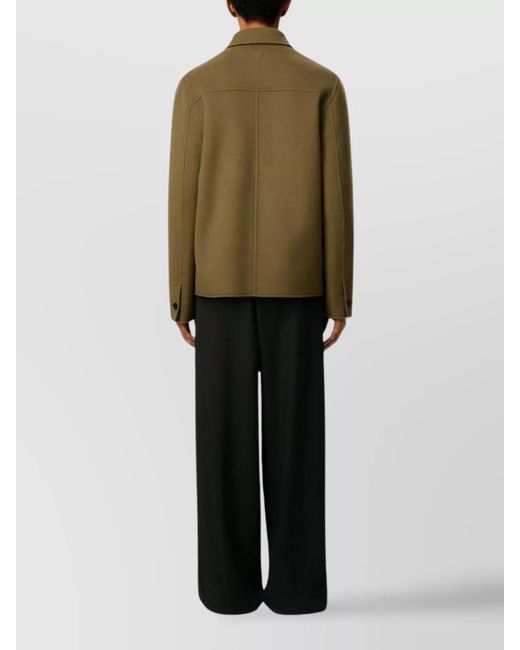 AMI Green Virgin Wool Shirt Jacket for men