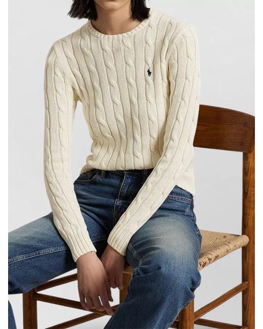 Polo Ralph Lauren Natural Cable Knit Crew Neck Sweater Pullover